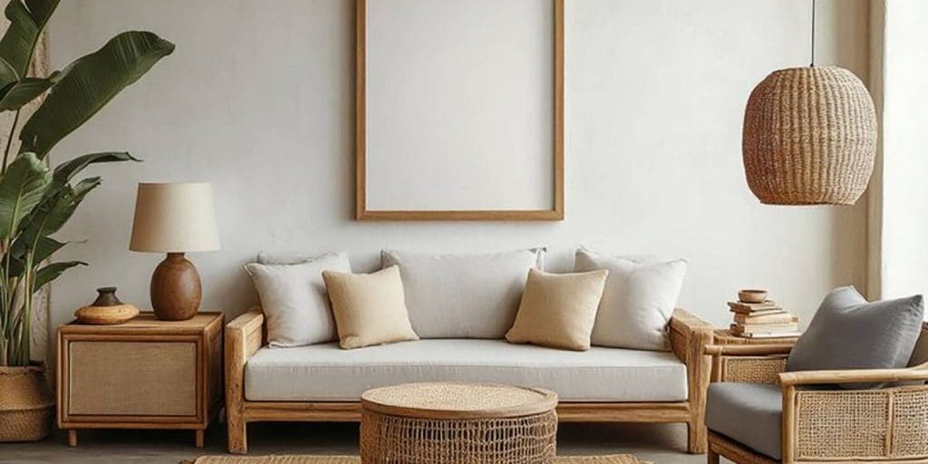 Bright living room with neutral walls and minimalist décor, illustrating how to prepare your home for interior painting this spring